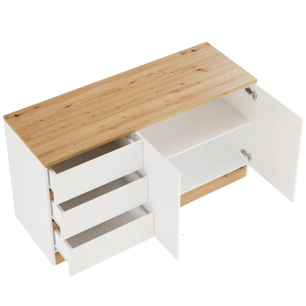 SCRIVANIA girevole e pieghevole 120x50x78 cm Bianco e Rovere con ruote