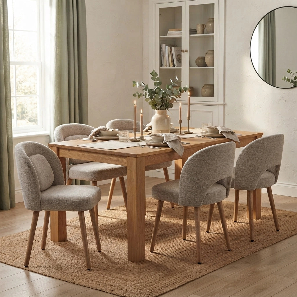 Set di 2 Sedie da Pranzo in Legno con Cuscino Imbottito
