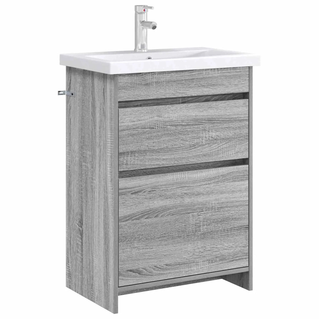 Mobiletto da Bagno Sotto Lavabo Sonoma grigio 56 x 37,5 x 81 cm 890733