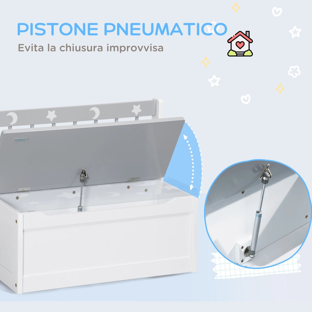 Cassapanca Moderna con Cassetti ¨C zephmum ¨C Bianco e Grigio, MDF e Legno di Pino, 60x30x50 cm