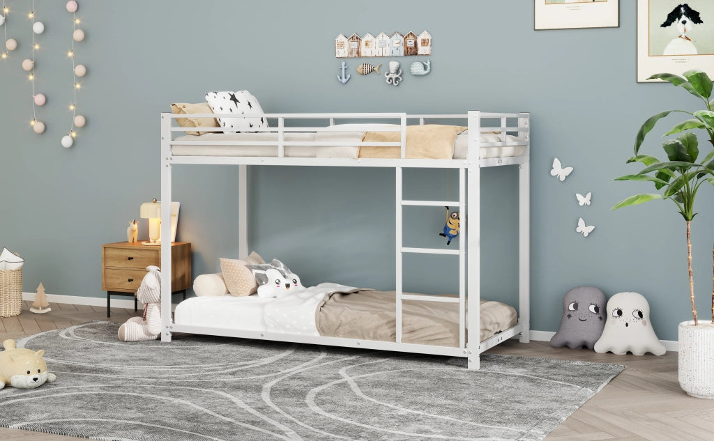 LETTO A CASTELLO 90x200 cm in metallo bianco, struttura compatta