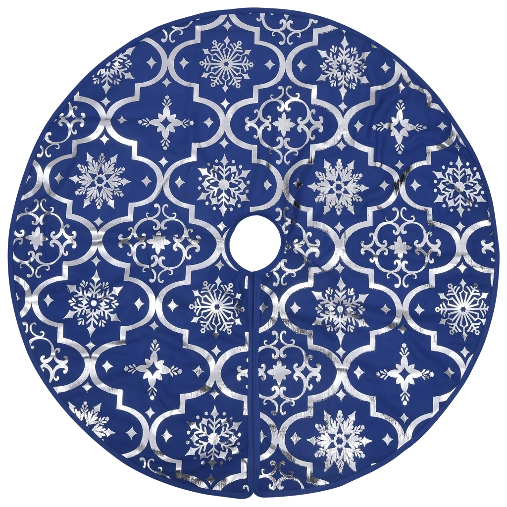 Gonna Albero Natale Raffinata con Calza-Decorazioni natalizie Blu Tessuto 150 cm