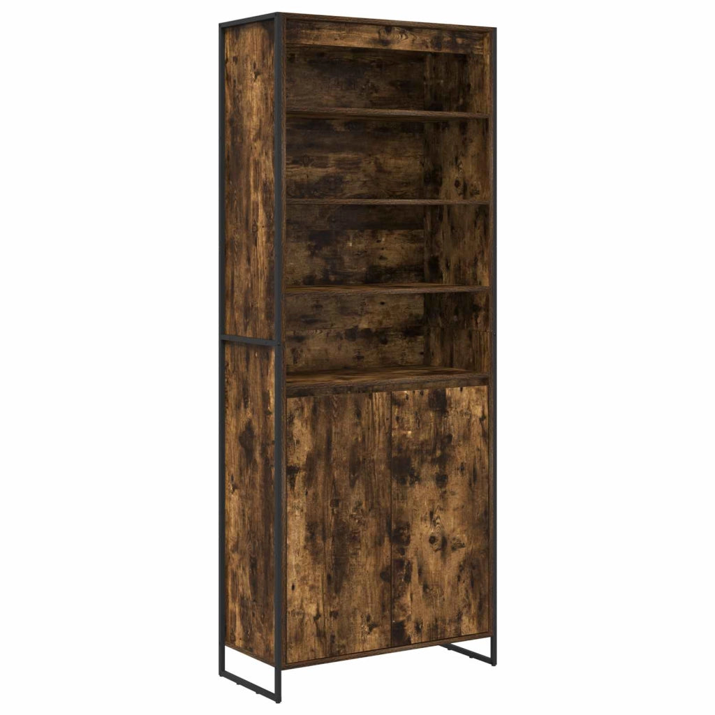 Set di 2 moderni mobili alti rettangolari 79 x 36 x 200 cm con ante in legno ingegnerizzato resistente con finitura rovere affumicato 02_0056105