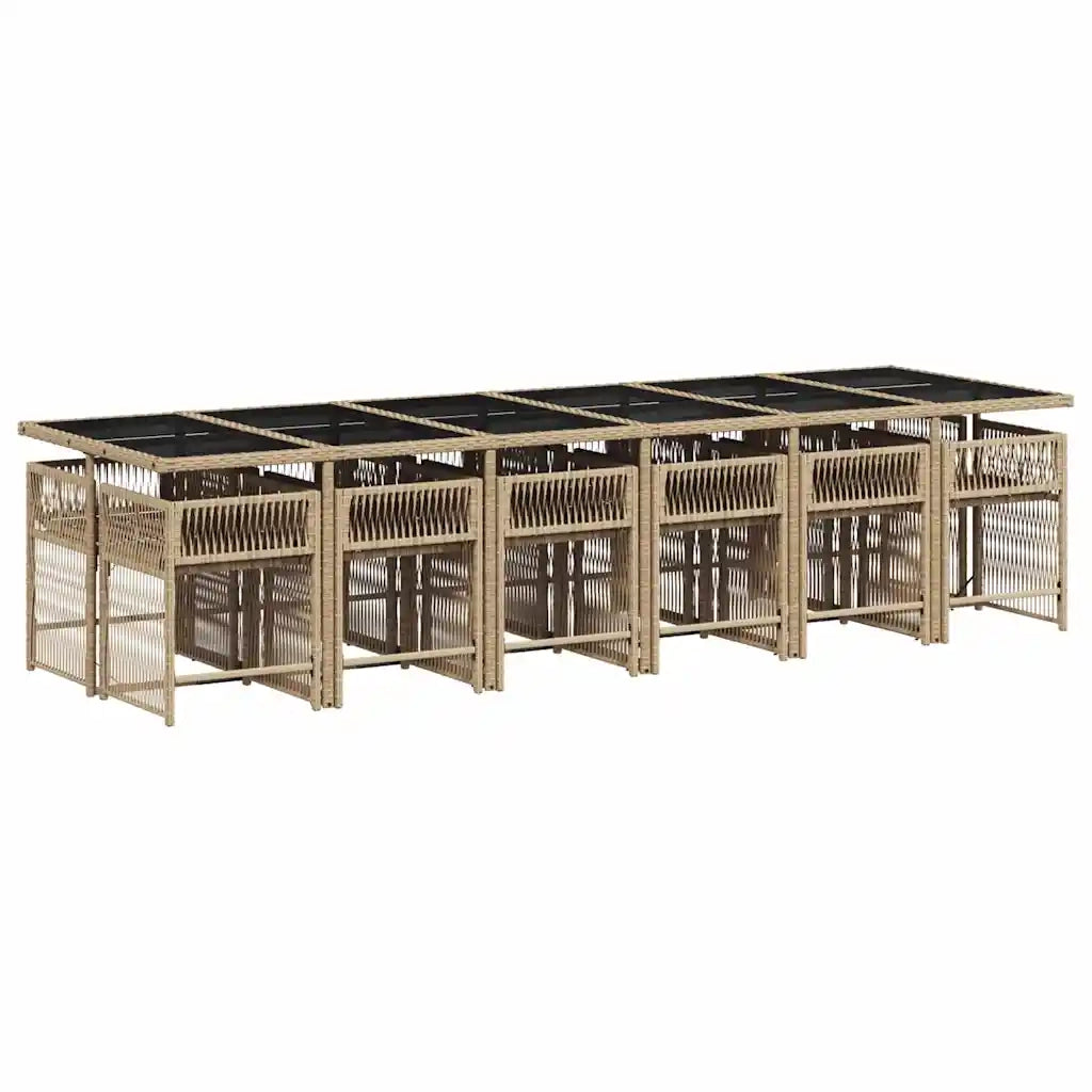 Set Pranzo da Giardino 13 pz con Cuscini Beige Misto Polyrattan 3211668