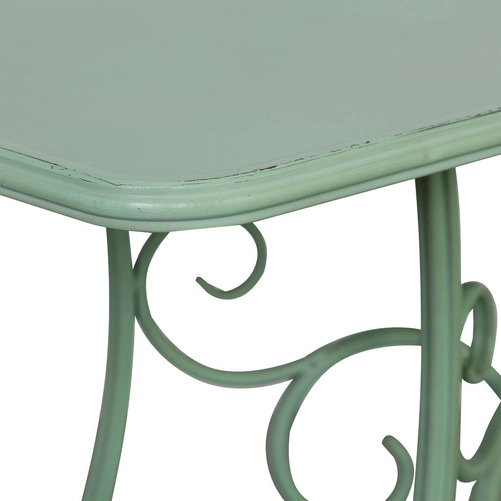Mobile da ingresso in metallo invecchiato verde 100x52x76