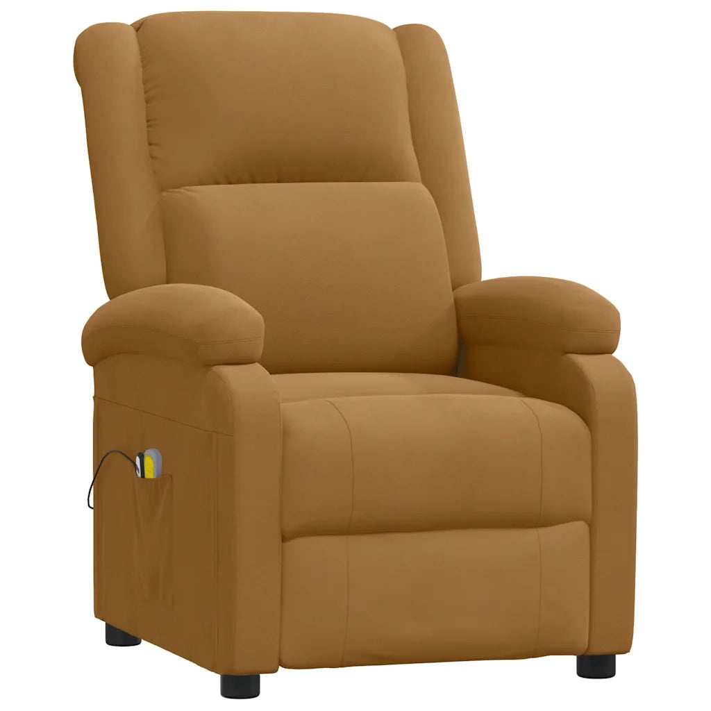 Poltrona Massaggiante Elettrica Marrone in Velluto 3098412