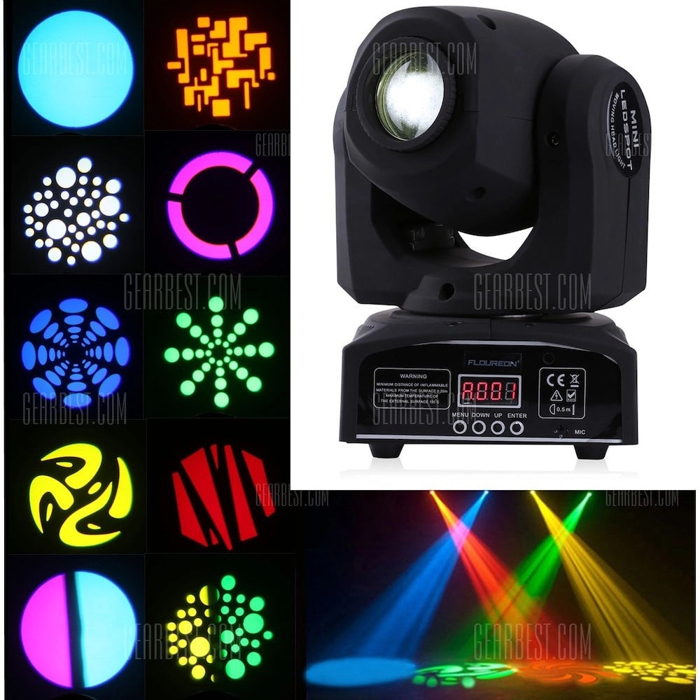 Trade Shop - Mini Moving Head Led Spot 30w Cree Gobos Dmx Sound Dj Effetti Luce Disco Party -