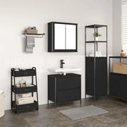 Set Mobili da Bagno 2 pz Rovere Nero in Legno Multistrato 3328364