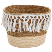 Cesto in fibra naturale e cotone bianco d28x21,5h