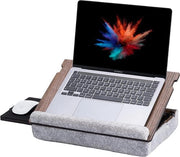Laptoplade in legno - Disegno ergonomico con fondo imbottito e cassetto per mouse - regolabile in altezza per lavorare comodamente in ogni posto (noce)