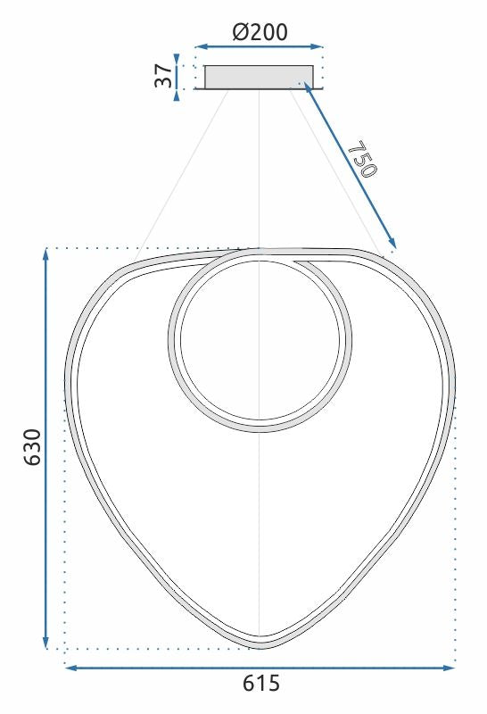 Lampada Da Soffitto Pensile Ring Moderno Led+telecomando App796-cp Cromo