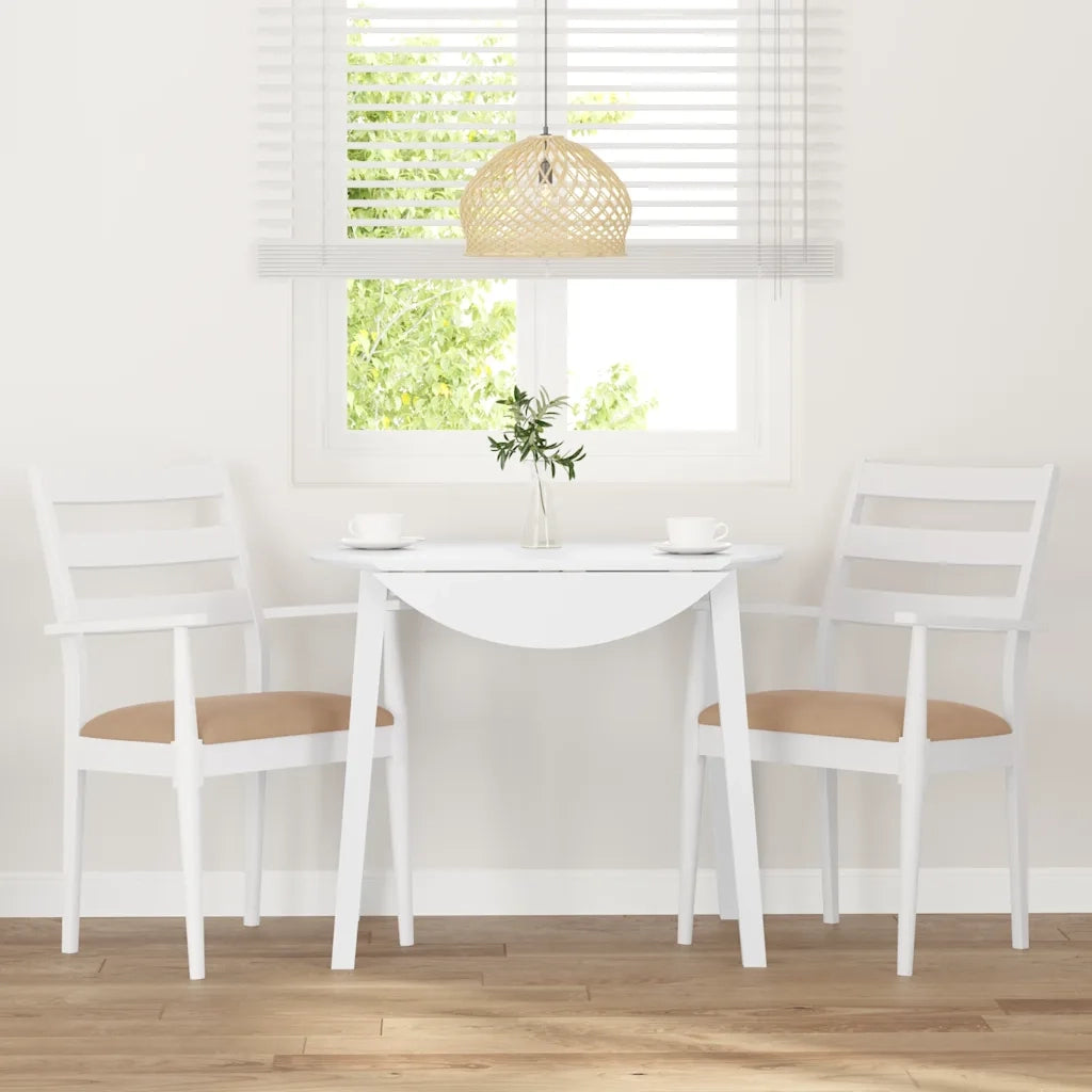 Sedie da Pranzo con Cuscini 2 pz Bianco Legno Massello di Hevea 4102475