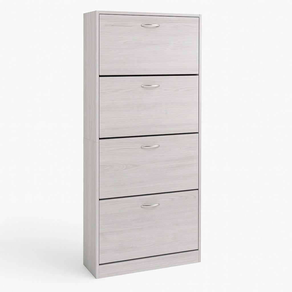 Scarpiera 4Ante Doppia Profondità Salvaspazio Grigio 63x24 H150cm Legno Mdf