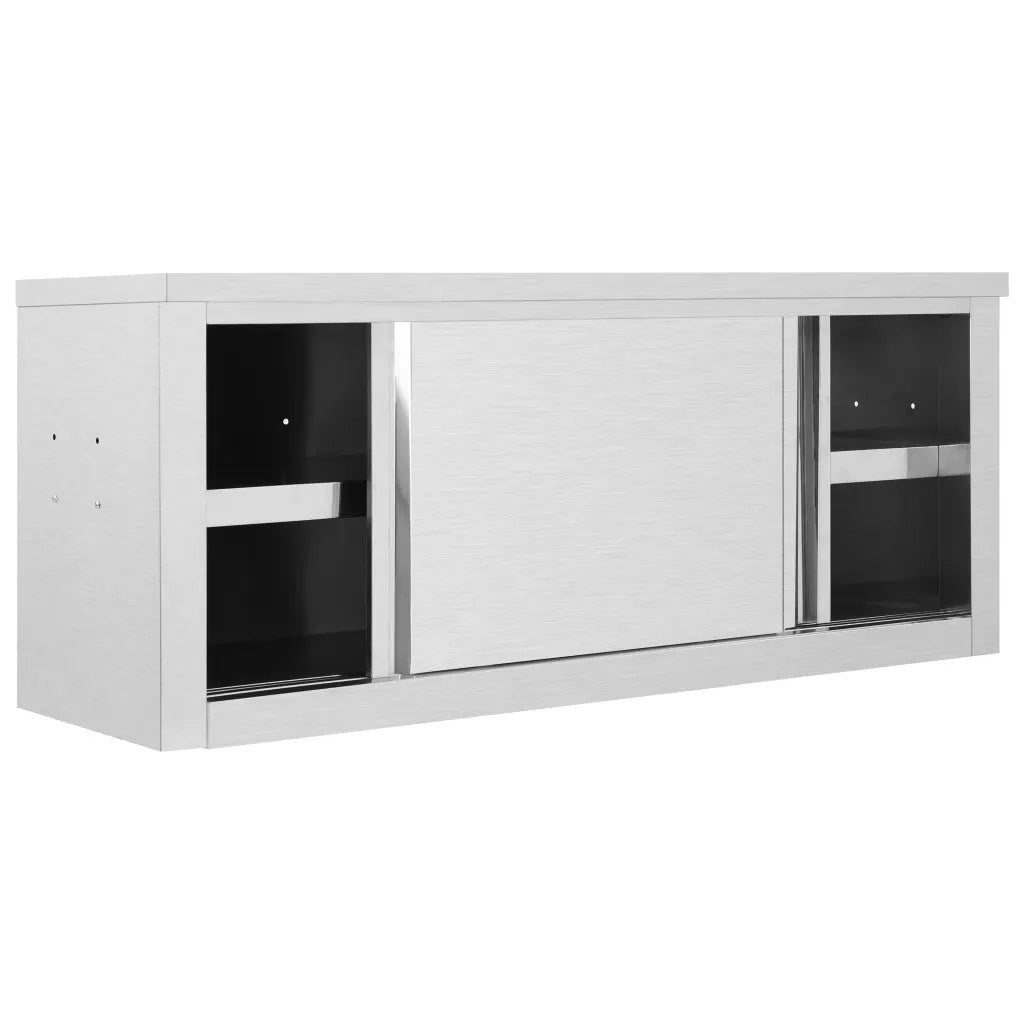 Pensile da cucina a parete con ante scorrevoli 120 x 40 x 50 cm design igienico contenitore facile da pulire acciaio inox 02_0046015