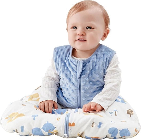 Sacco da lettura per neonati, 1,5 TOG, sacco a strati per neonati con cerniera a doppio senso, coperta per neonati con cerniera, coperta per neonati, blu, M (6-12 mesi)