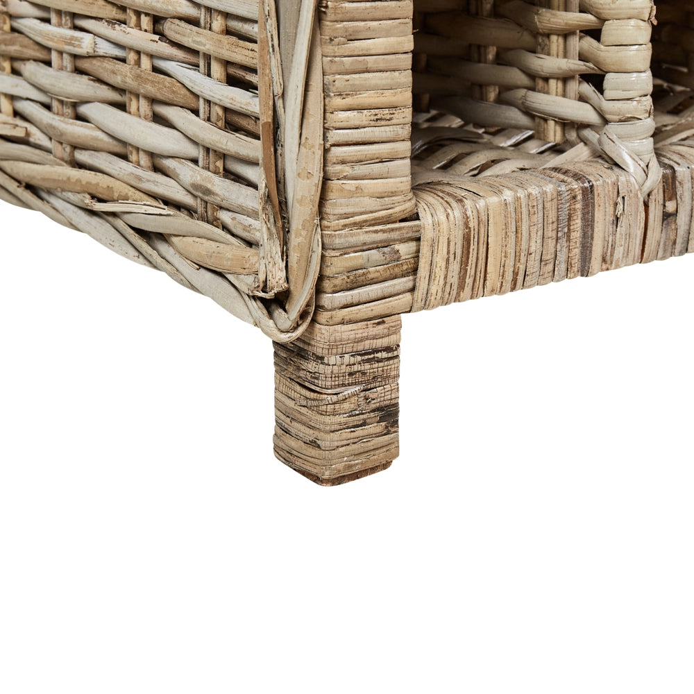 Portabottiglie in rattan naturale metallo e legno con manico in corda fatto a mano per 28 bottiglie 51 x 112 cm feste in casa