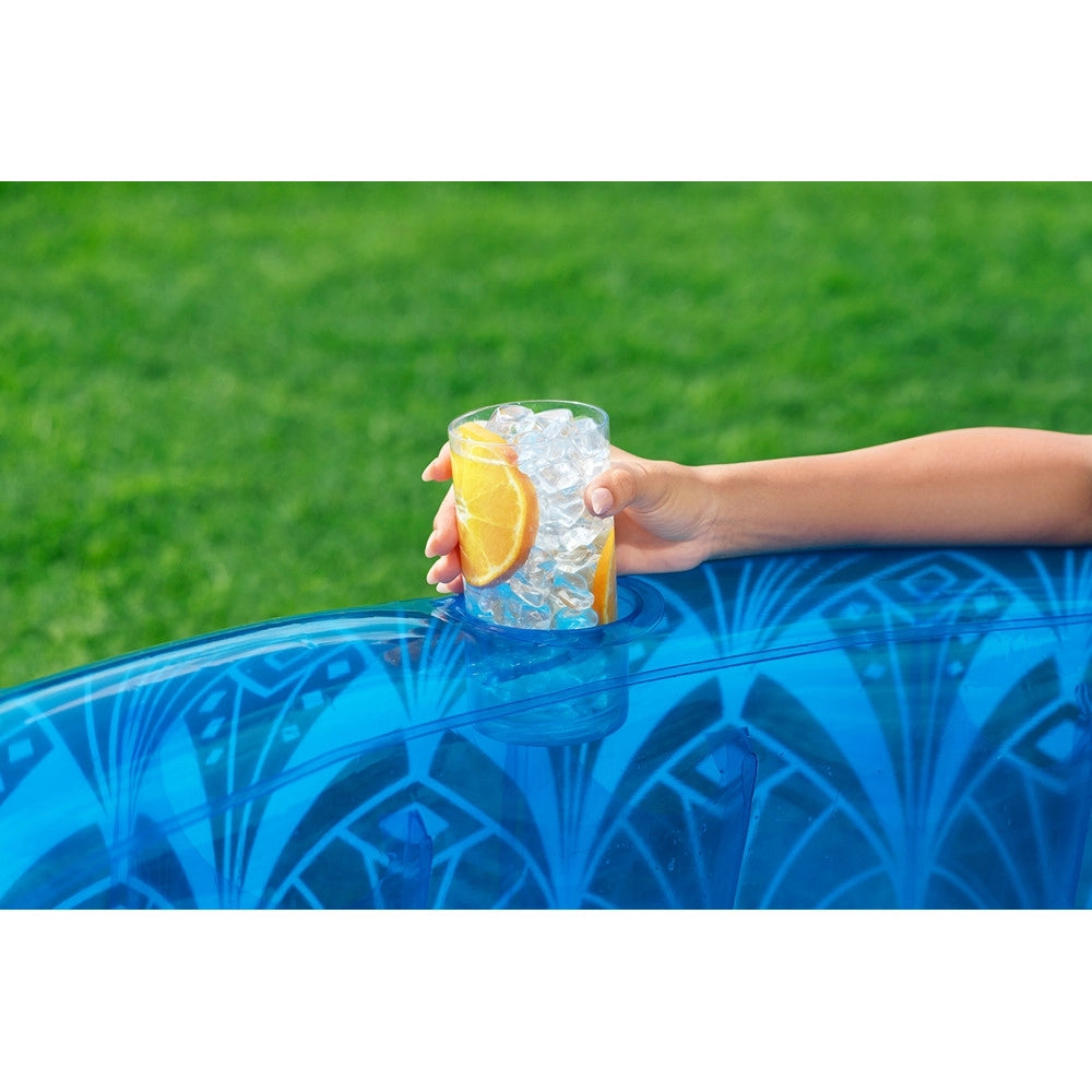 Trade Shop - Piscina Gonfiabile Familiare Motivo Elegante Bohémien Blu ø168x53cm 2 Portabicchieri 54479 -