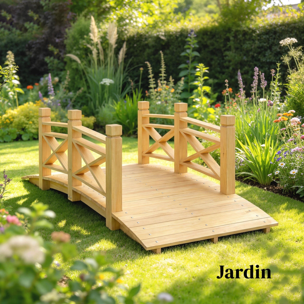 Ponticello da Giardino in Legno ¨C zephmum ¨C Naturale 174x78x57.5 cm