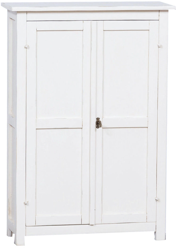 Biscottini Stipetto Country in legno massello di tiglio finitura bianca anticata L68xPR25xH98 cm. Made in Italy