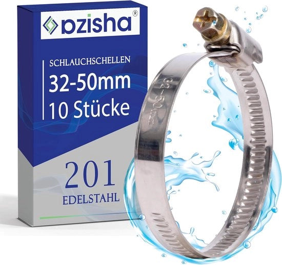 Slangklemme in acciaio inossidabile - Ideale per piscina e giardino - 10 pezzi - 25-40 mm