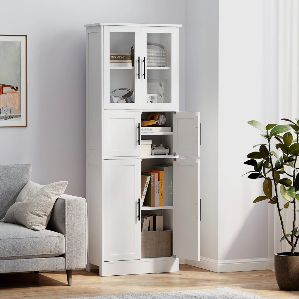 Mobile bagno 6 ante con ripiani regolabili ¨C zephmum ¨C 60x30x170 bianco