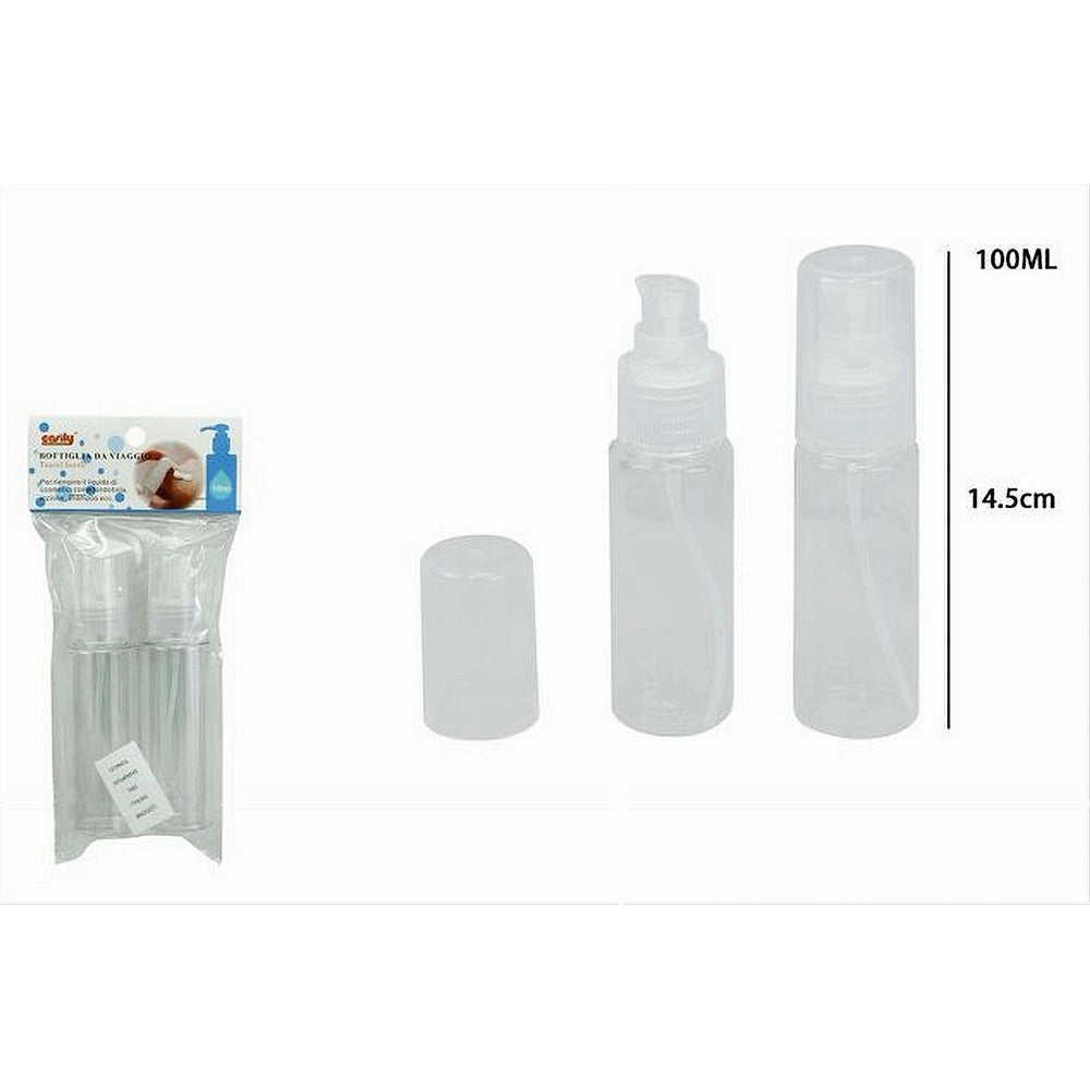 Trade Shop - Set 4pz Bottiglia Viaggi Vuota Trasparente 100ml Dispenser Pompa Per Crema 79396 -