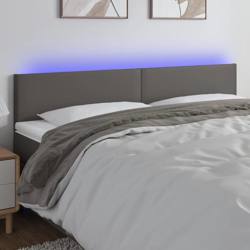 Testiera | Testata a LED Grigio 180x5x78/88 cm in Similpelle