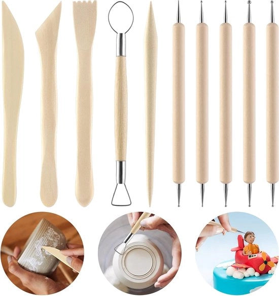 Set di Modellazione Completo per Adulti con Pasta di Modellazione - Strumenti di Modellazione - Strumenti di Scultura per Cottura e Scultura - Accessori di Pasta di Modellazione - 10 Pezzi