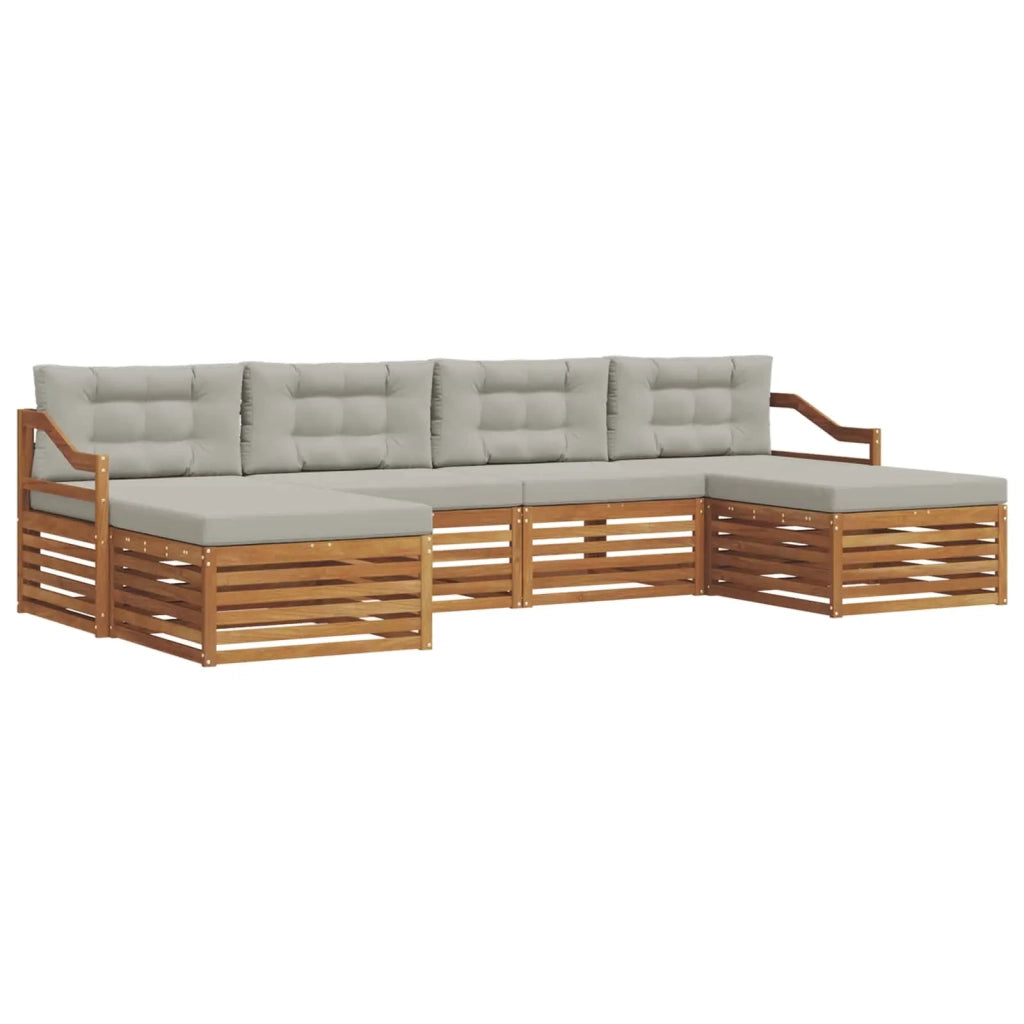 Set divani con cuscino 6 pcs Grigio Naturale e Chiaro