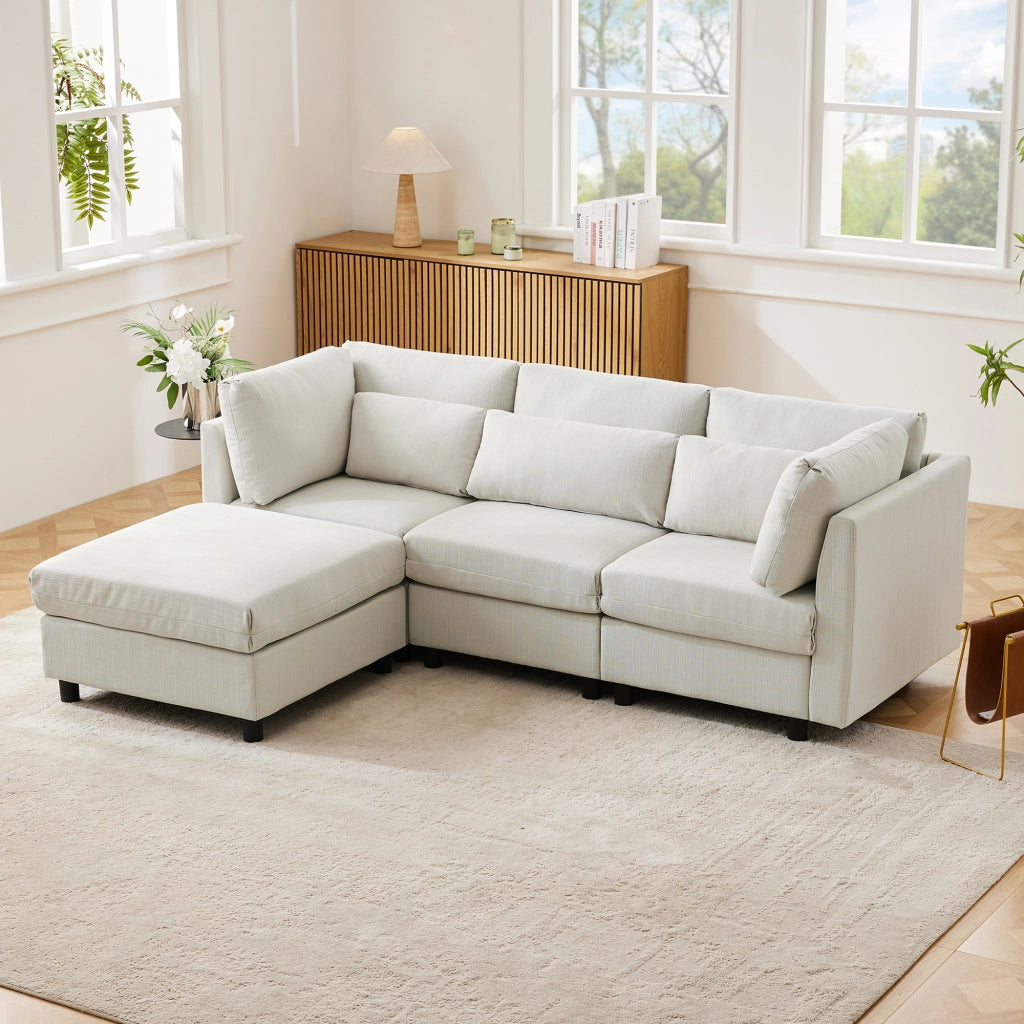 Divano angolare moderno - Zephmum- Design elegante con pouf