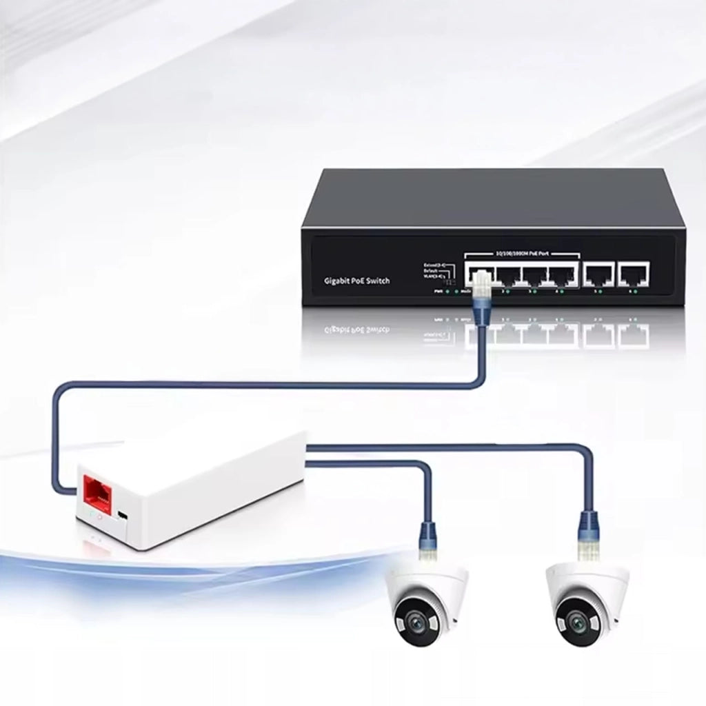 Ripetitore POE NetPro POE012-S – 2x RJ45, 10/100Mbps, Fino a 250m | Compatibile IEEE802.3af/at | Certificato CE RoHS FCC
