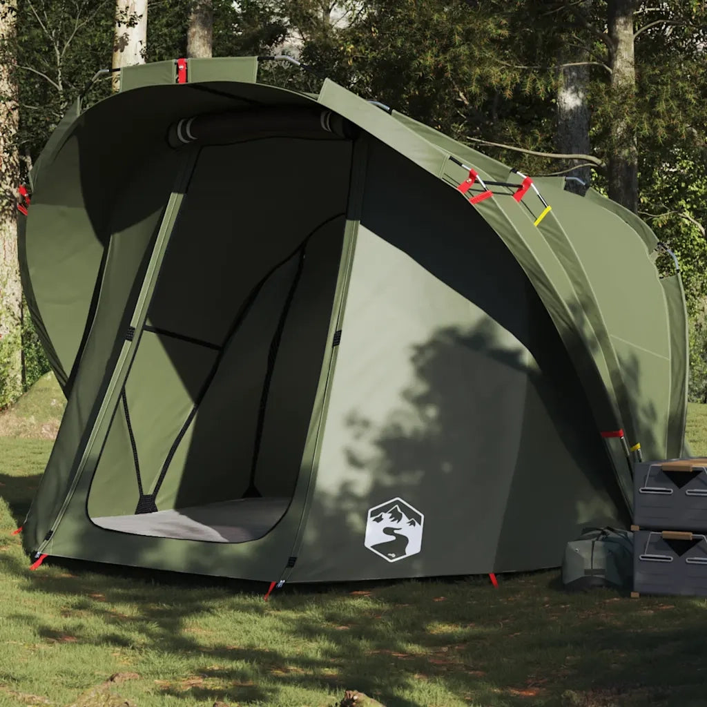 Tenda da Pesca per 4 Persone-Tenda da campeggio Verde Oliva Impermeabile 631827