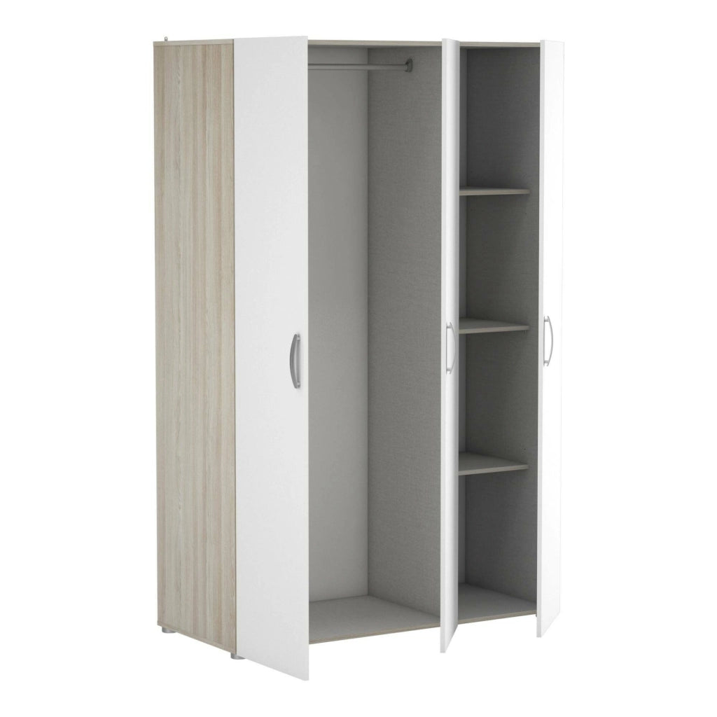Guardaroba grande Dania, Mobile camera da letto, Cabina armadio portabiti, Armadio appendiabiti, 119x51 h185 cm, Rovere e Bianco opaco