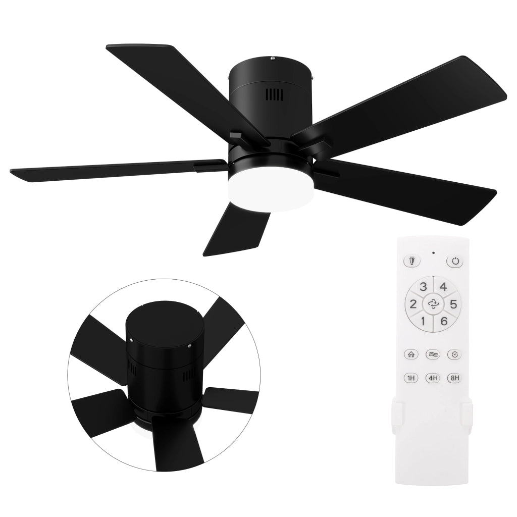 Ventilatore da soffitto nero DC 106;6 cm con luce LED 3000‑6500K; 6 velocità; telecomando; silenzioso per soggiorno camera da letto