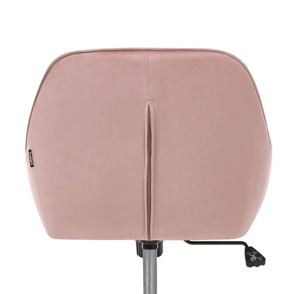 Sedia da ufficio in velluto rosa regolabile e girevole, con gambe in metallo Arredamento da ufficio elegante