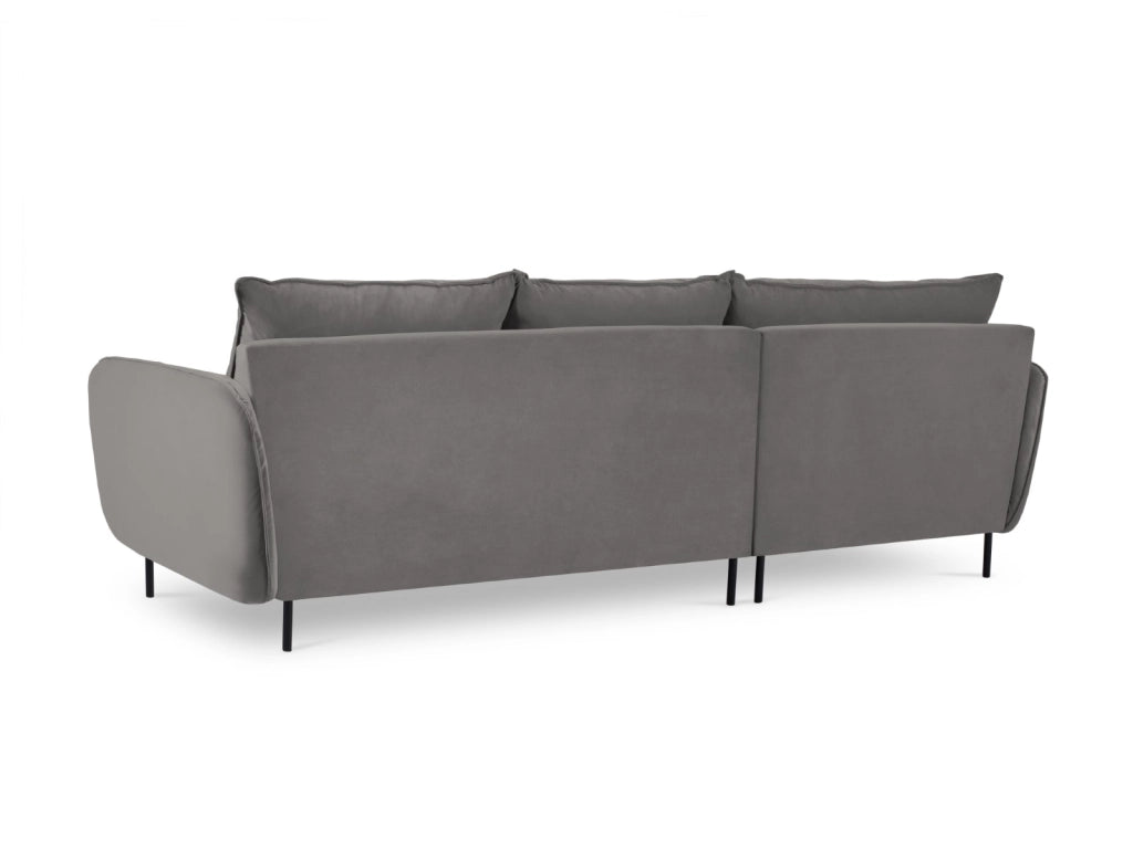 Cosmopolitan Design - Divano angolare sinistro "Vienna" 5 posti in velluto grigio chiaro 