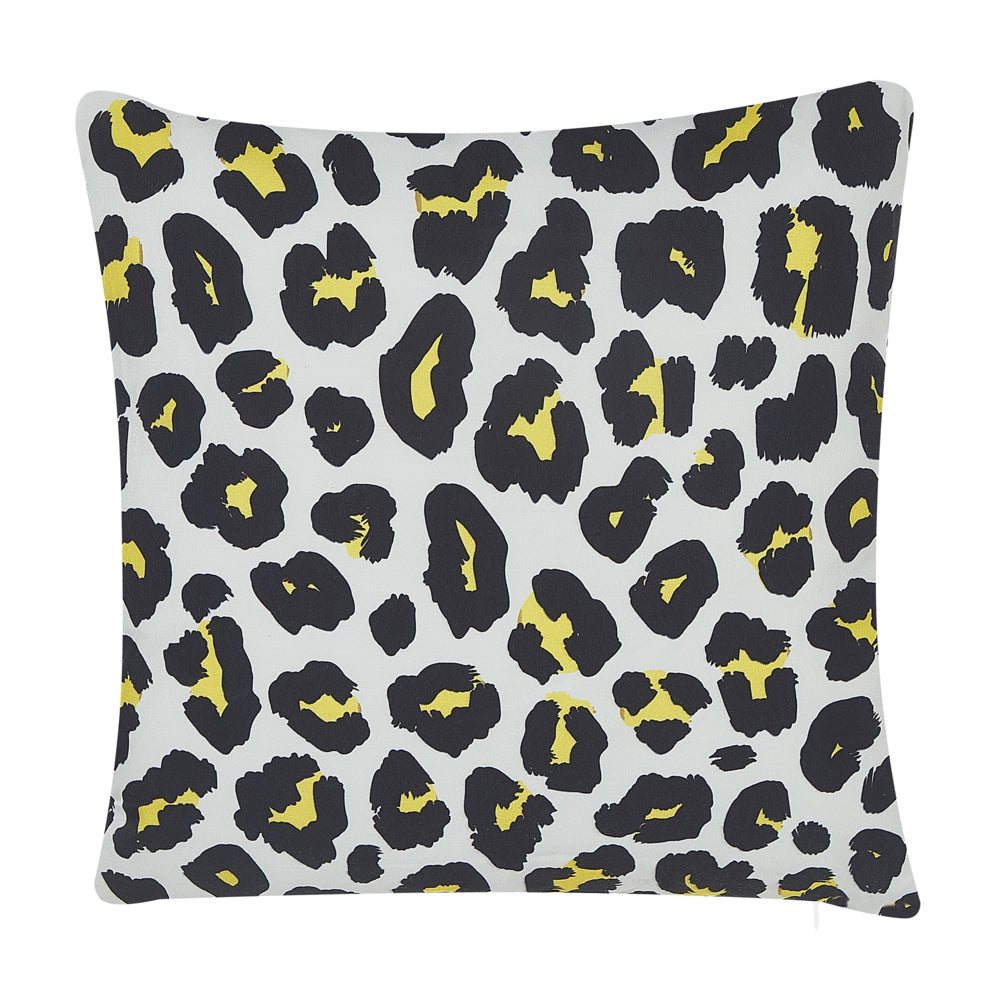 Set di 2 cuscini da esterno in poliestere bianco e nero 45 x 45 cm motivo leopardato motivo animale patio da giardino