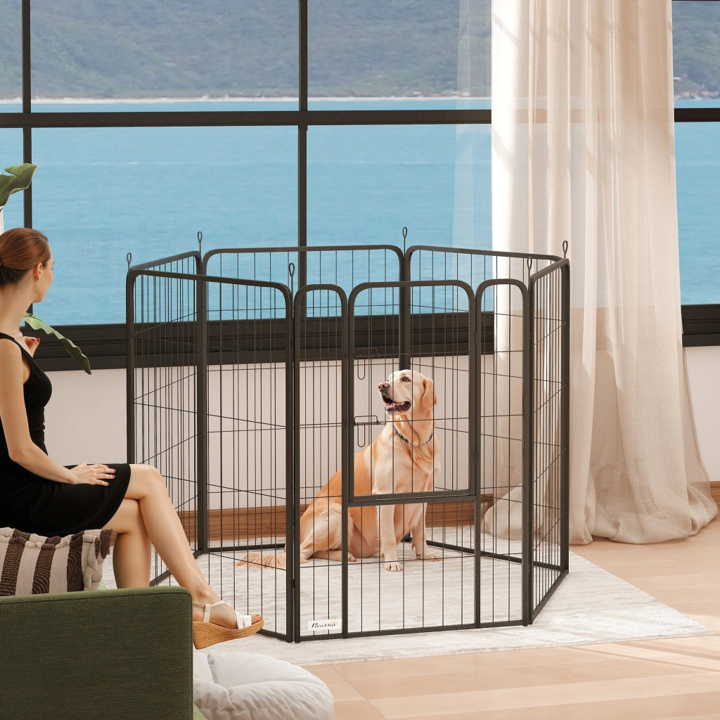 Recinto per Cani 6 Pannelli ¨C Xylo ¨C 100cm Altezza Robusto con Porta Sicura Interno Esterno
