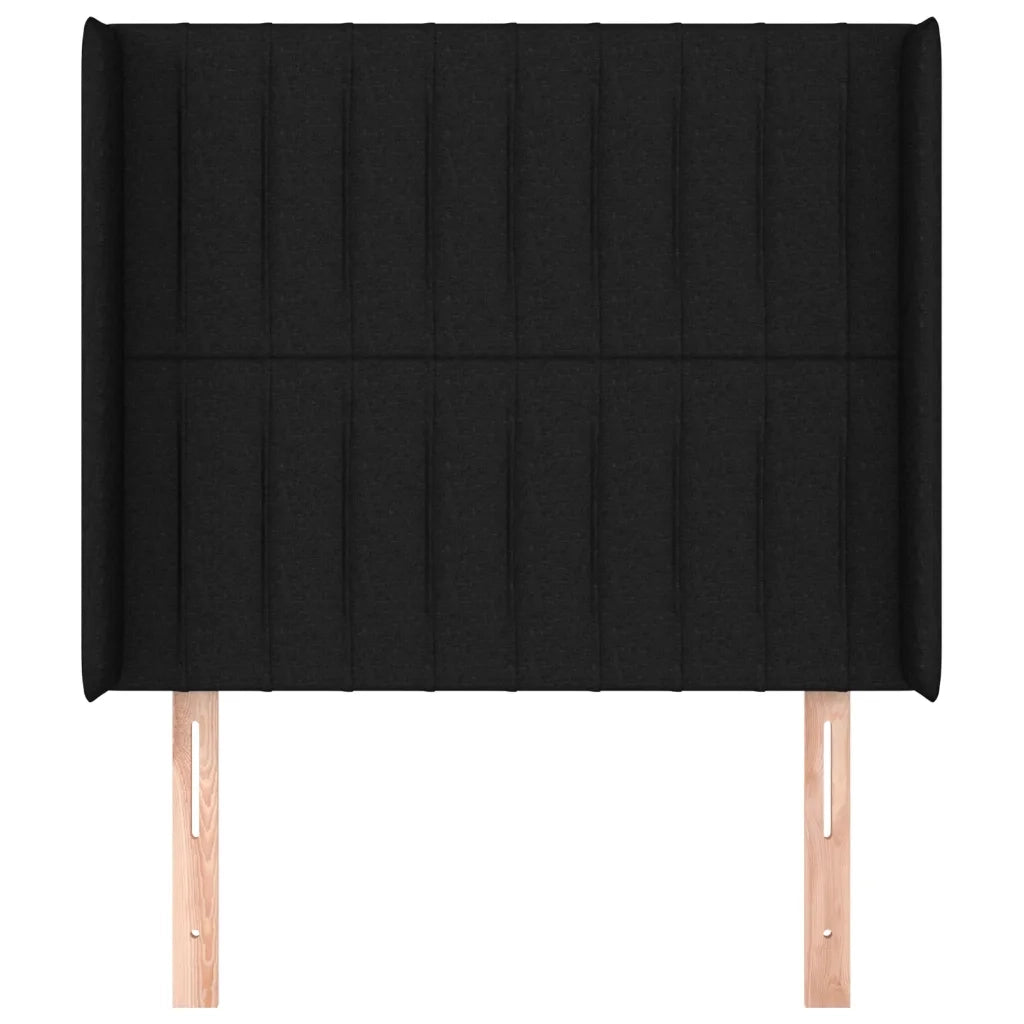 Testiera ad Orecchio-Testata con Orecchie Nera 103x16x118/128 cm in Tessuto 248484