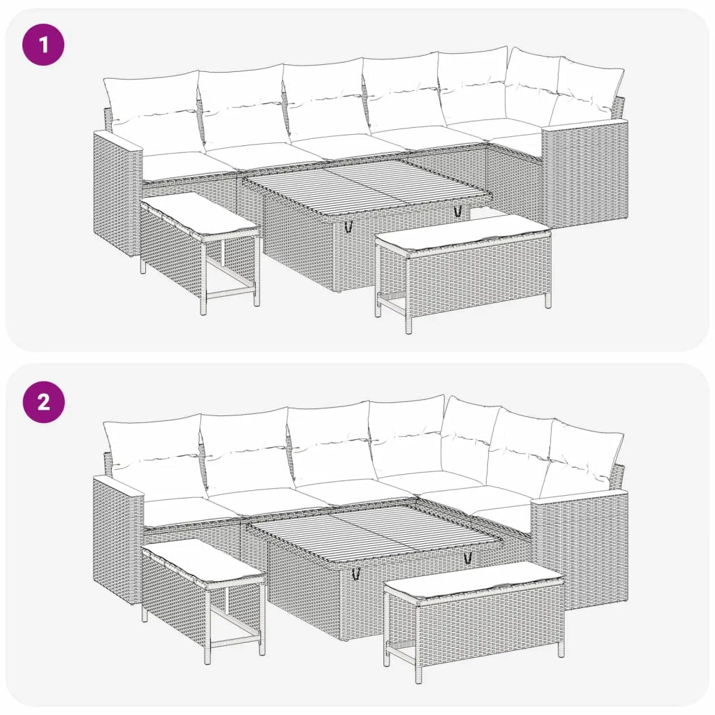 Set Divano da Giardino 9 pcs Nero polyrattan 3362925