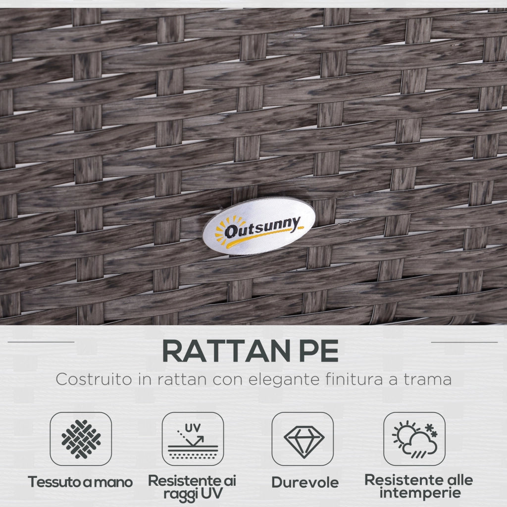 EasyComfort Set Mobili da Giardino 2 Poltrone 2 Poggiapiedi 1 Tavolino in Vetro Temperato Rattan Grigio