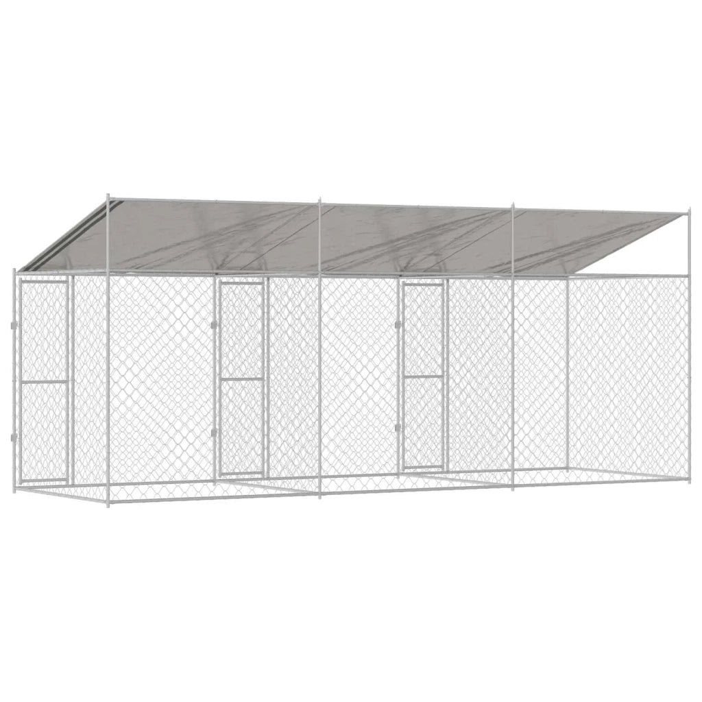 Gabbia per Cani con Tetto Argento 600 x 200 x 256 cm