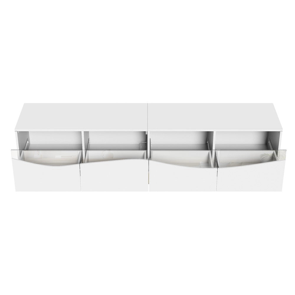 Mobile TV con LED ¨C Xylo ¨C Bianco, Vetro, Metallo Dorato, 180x40x50 cm