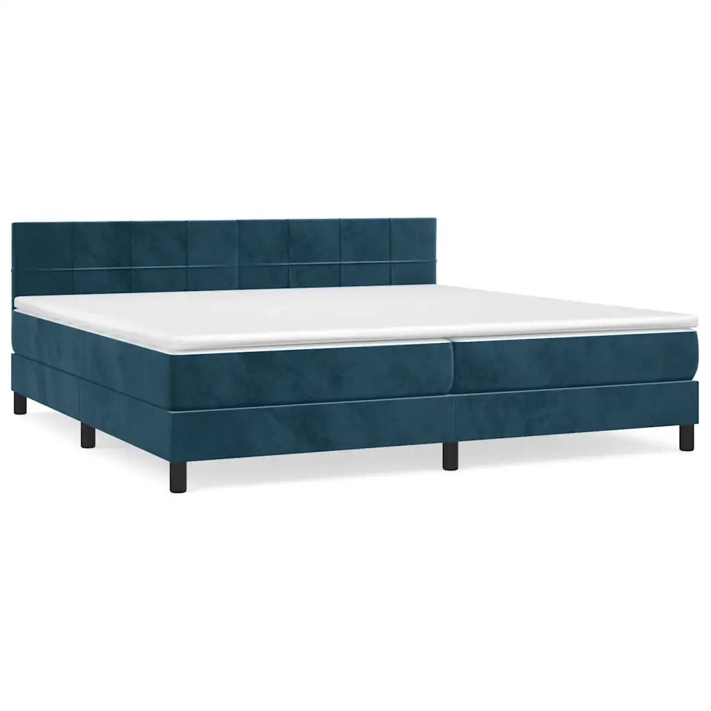 Giroletto a Molle con Materasso Blu Scuro 200x200 cm in Velluto cod mxl 62055