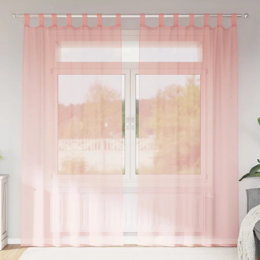 Tende in Voile con Passanti 2 pz Rosa 140x225 cm 4102288