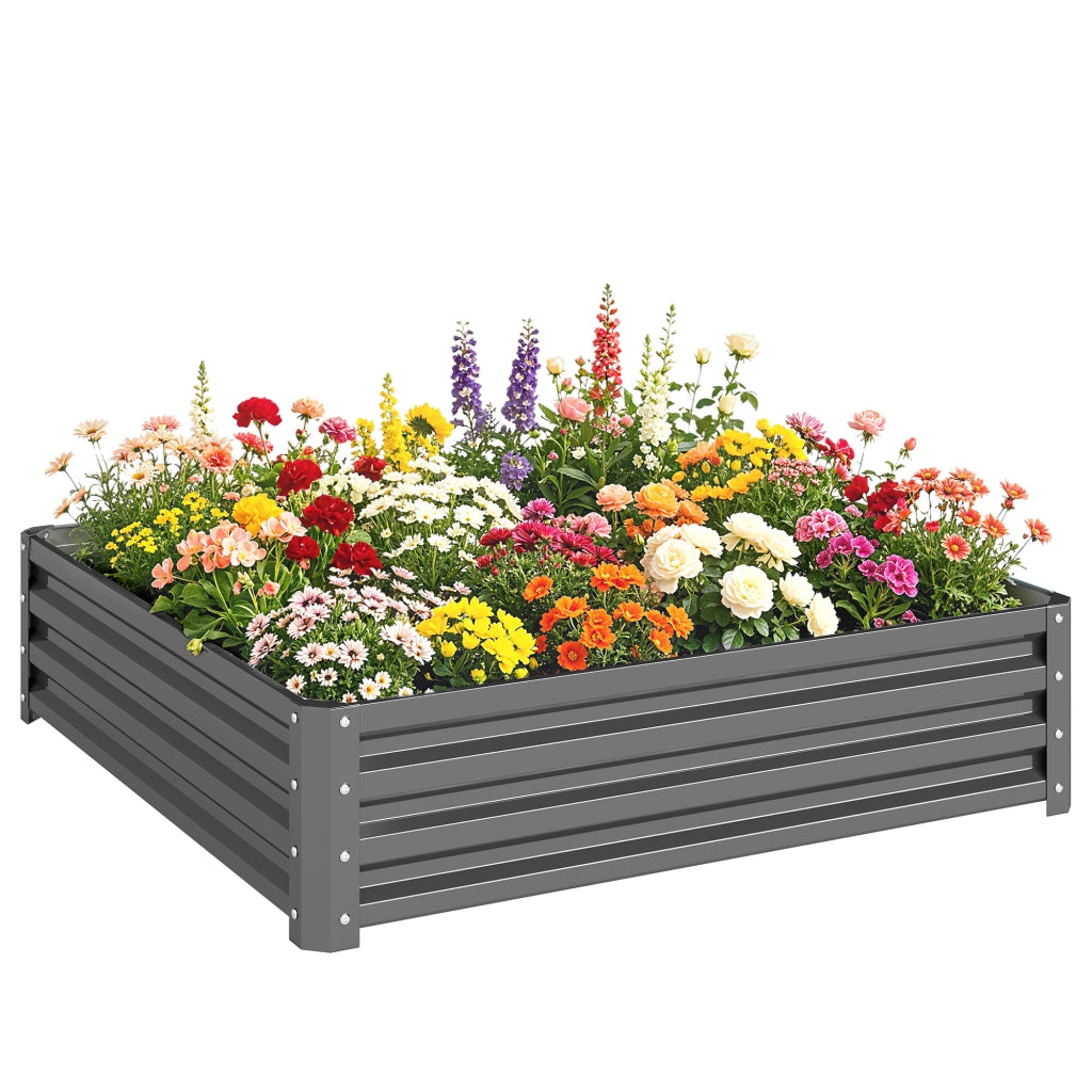 Vaso da giardino ¨C zephmum ¨C Grigio chiaro, Acciaio, 120x120x30 cm
