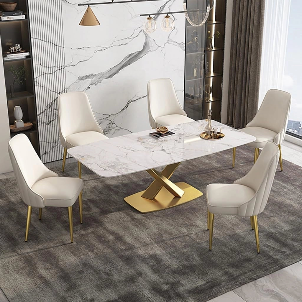 Sedia da soggiorno, sedia da pranzo, in pelle PU, moderna con gambe in metallo dorato, per soggiorno, sedie da pranzo moderne di metà secolo, per sala da pranzo, cucina/marrone