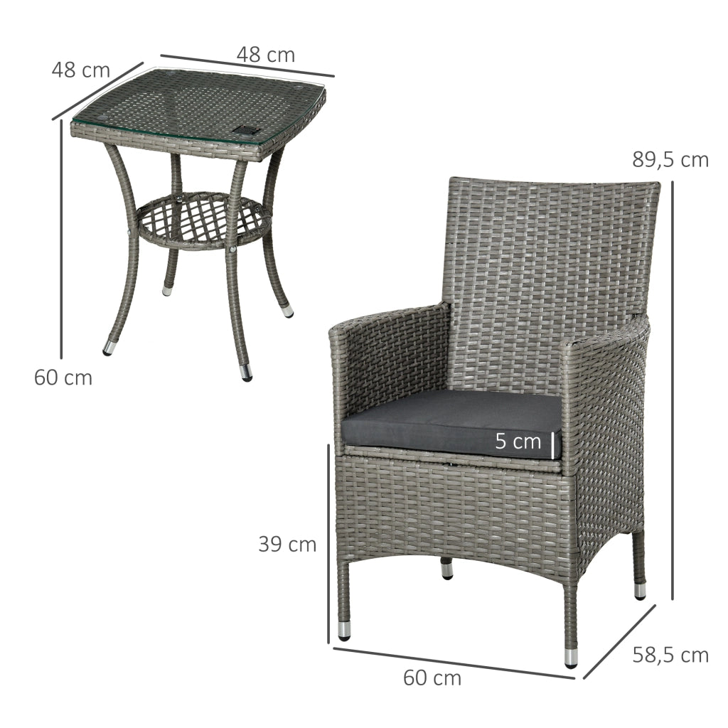 Set Divano Angolare 3 Pezzi Polyrattan ¨C zephmum ¨C Grigio 130x70x70 cm