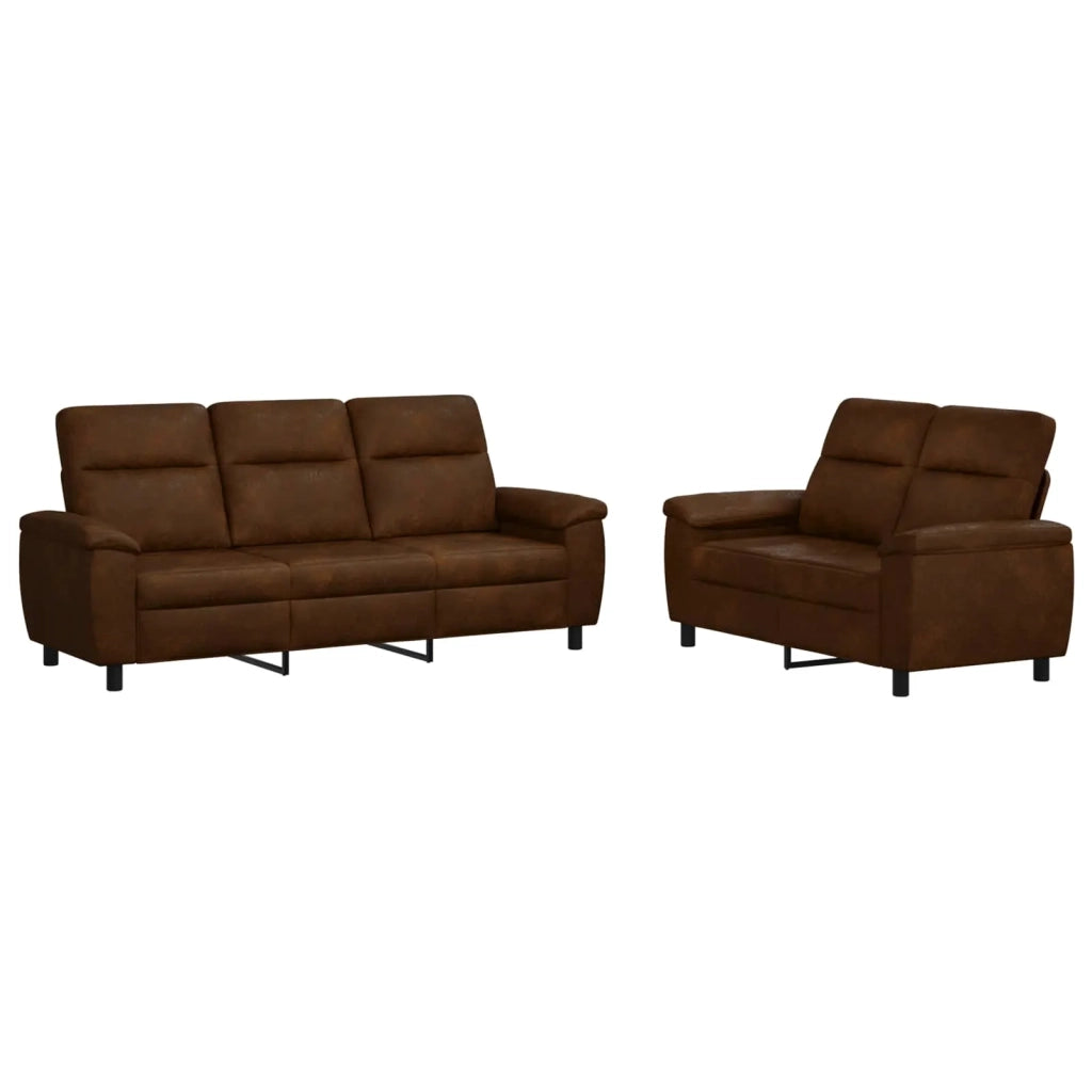 Set di divani 2 pcs Marrone Pelle Scamosciata Sintetica 3430708