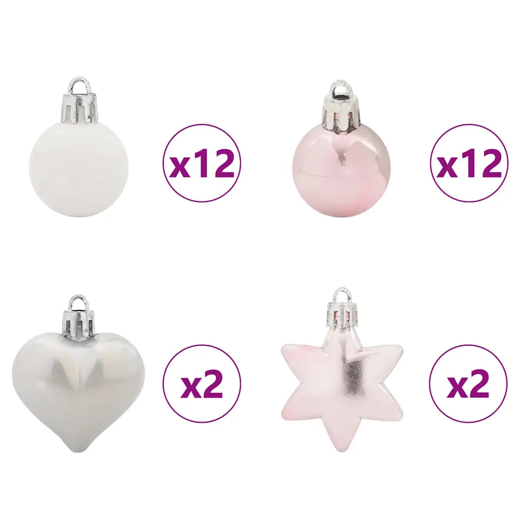 Set di Palle di Natale 40 pz Bianco e Rosa Plastica CFW9620158
